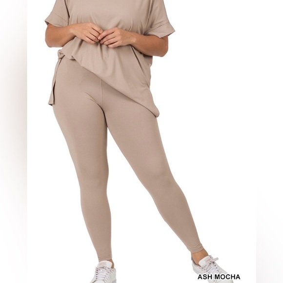 New!Plus Brushed Microfiber Ash Mocha Oversized Loungewear Leggings Set 1X 2X 3X - Picture 4 of 5